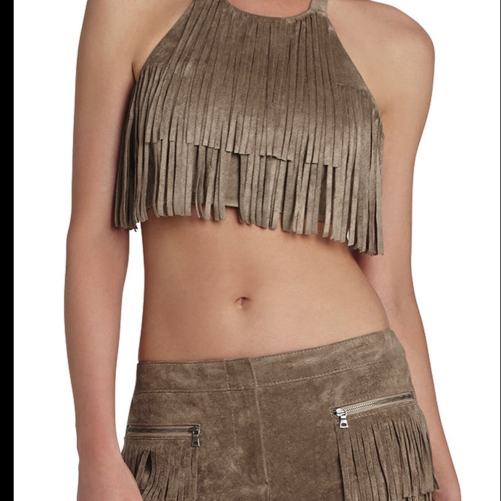 BCBG Crop fringe top